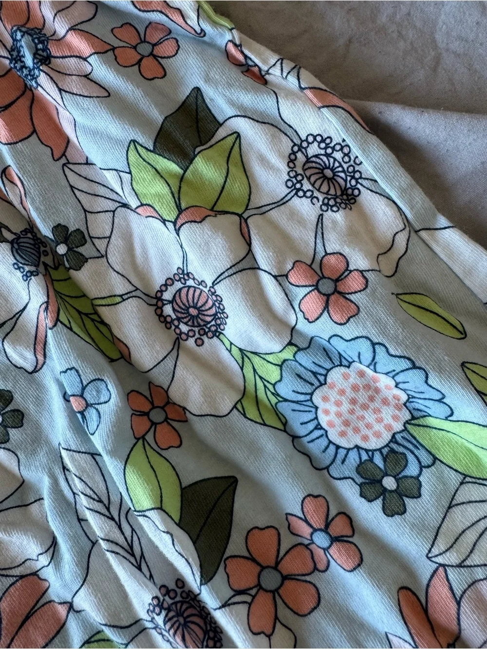 Carter's Light Blue Floral Baby Romper with Peach & Green Accents